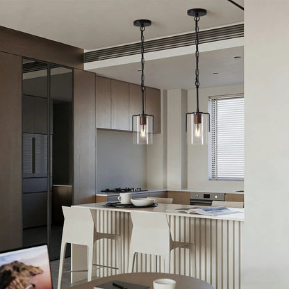 Adjustable Pendant Lighting with Wood Grain