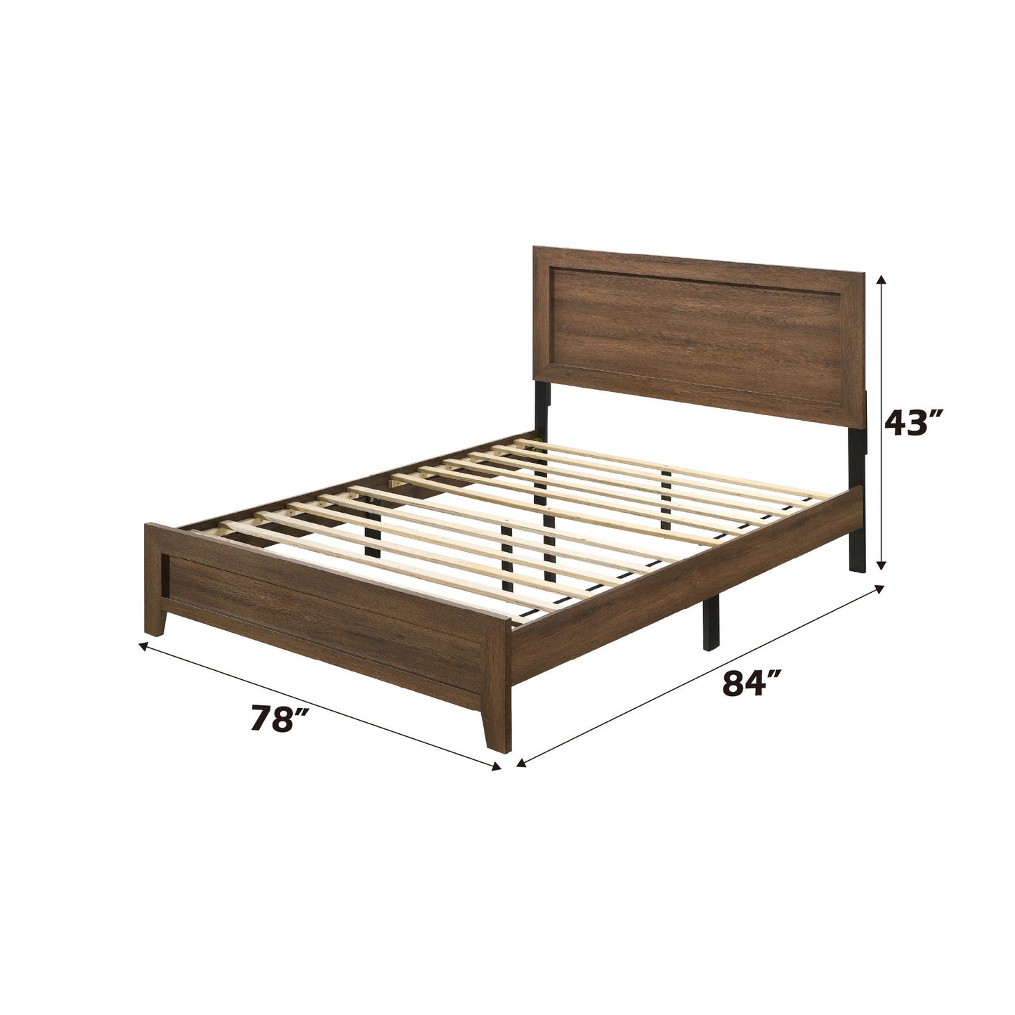 Miquell Panel Bed wood finish with paneled headboard and slatted base HouseOfZazla on Tampa Home & Garden Store