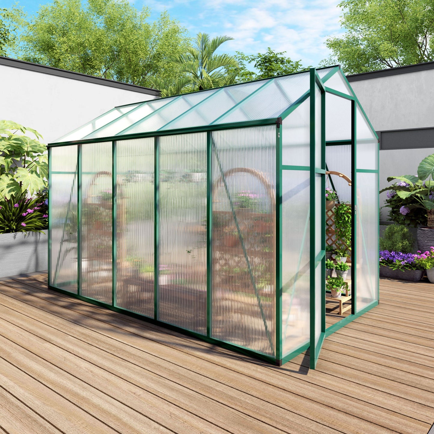 Strong Polycarbonate Walk In Greenhouse and Porch