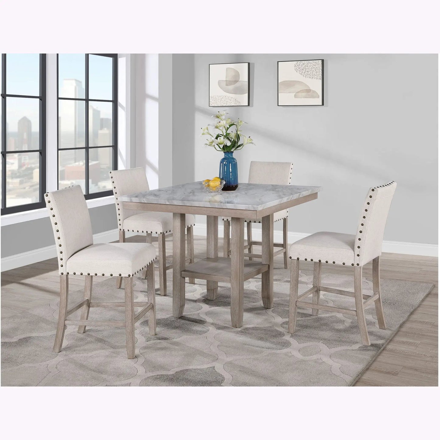 Marian Bar Stool Set of Two with Nailhead Trim