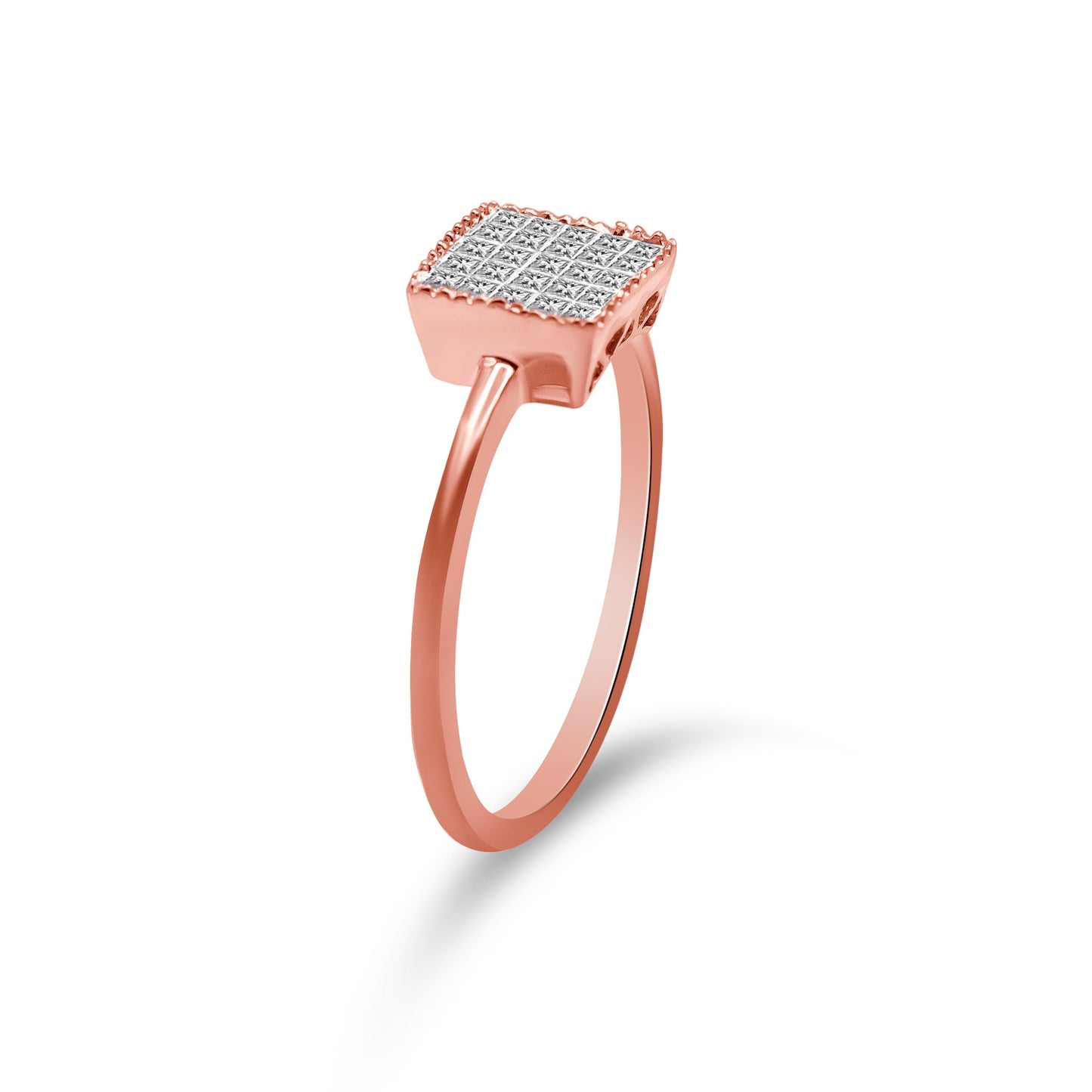 Ring 10K rose gold square diamond grid top princess-cut stones size 7 Bids.com on Tampa Home & Garden Store