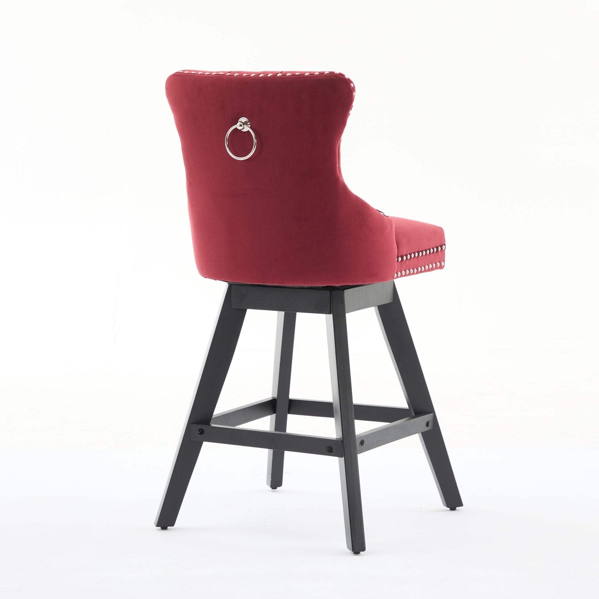 Swivel velvet barstool wine red with ring back and nailhead trim HouseOfZazla on Tampa Home & Garden Store