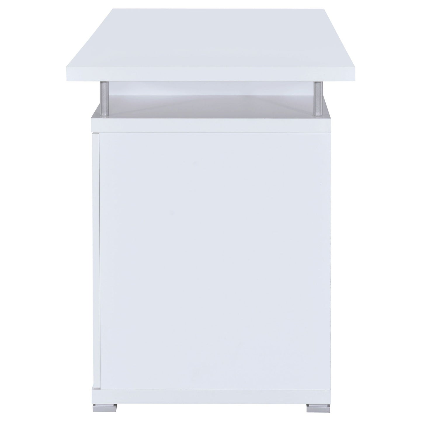 Rochelle 2-Drawer Office Desk white laminate top with silver metal legs on Tampa Home & Garden Store