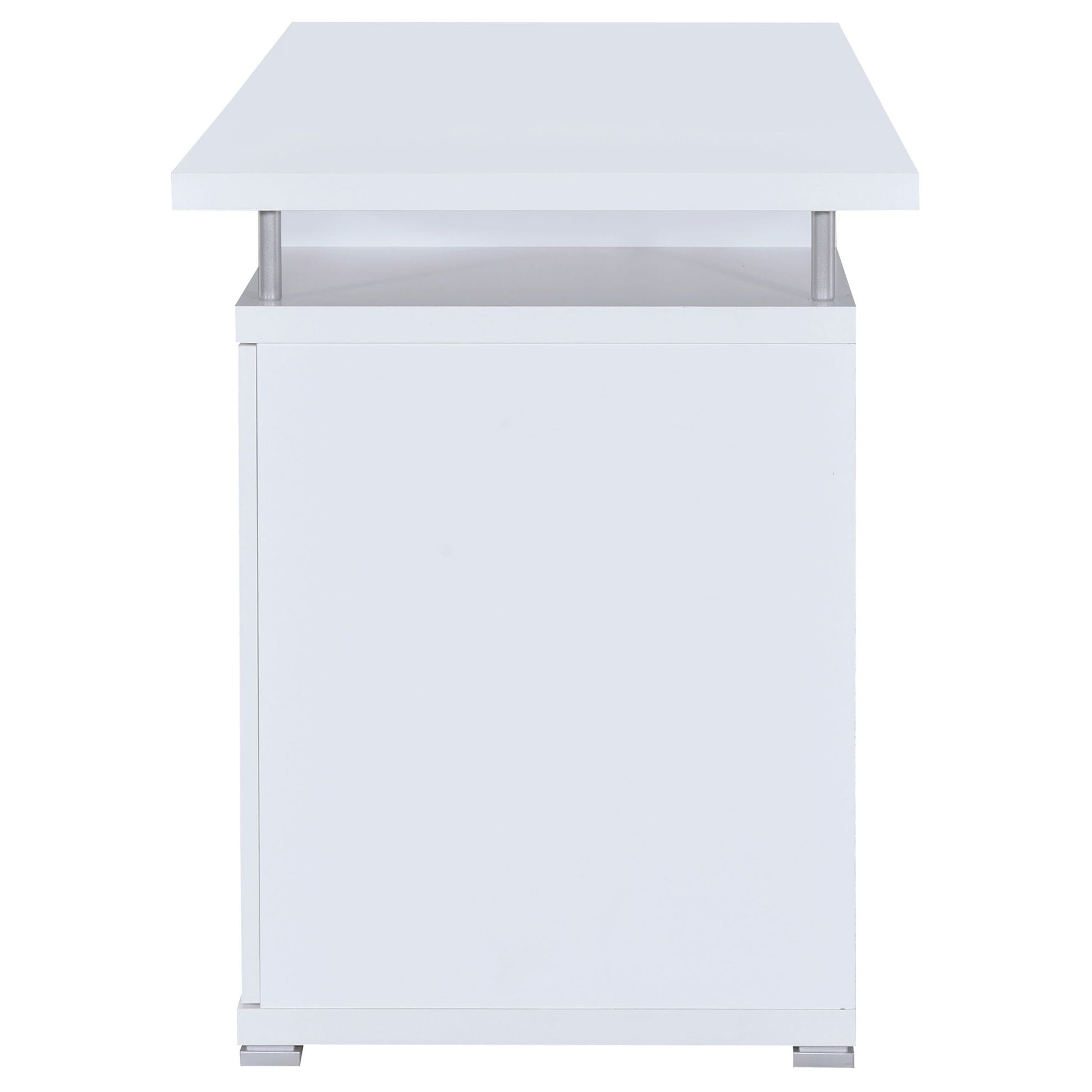 Rochelle 2-Drawer Office Desk white laminate top with silver metal legs on Tampa Home & Garden Store