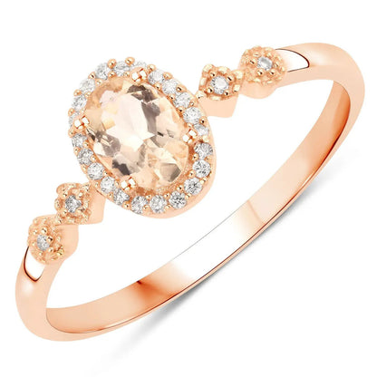 0.48ct Morganite halo ring with white diamond halo in 10K rose gold on Tampa Home & Garden Store