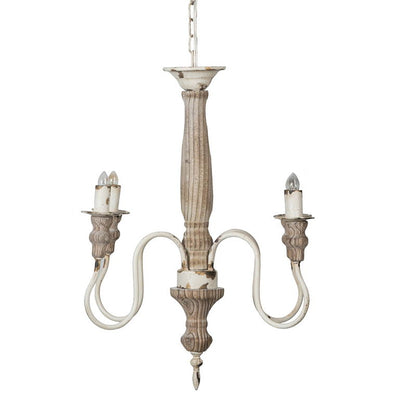 Chandelier 4-light cream distressed finish with candle-style sockets and hanging chain on Tampa Home & Garden Store