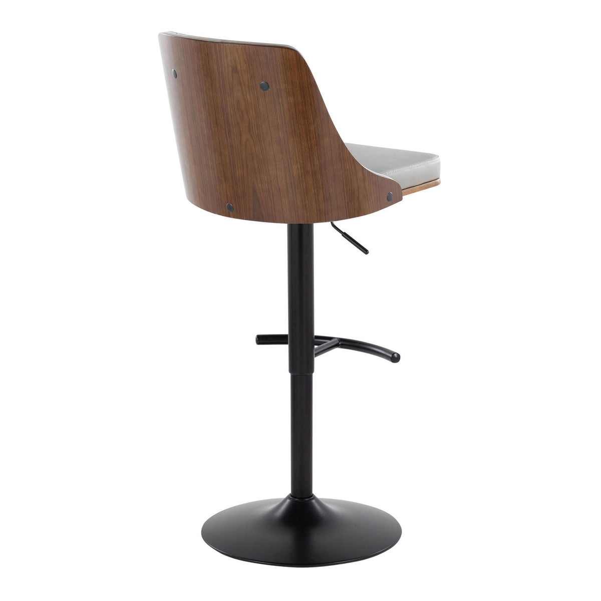 Barstool set, mid-century walnut back, gray cushion, swivel, rounded T-footrest HouseOfZazla on Tampa Home & Garden Store