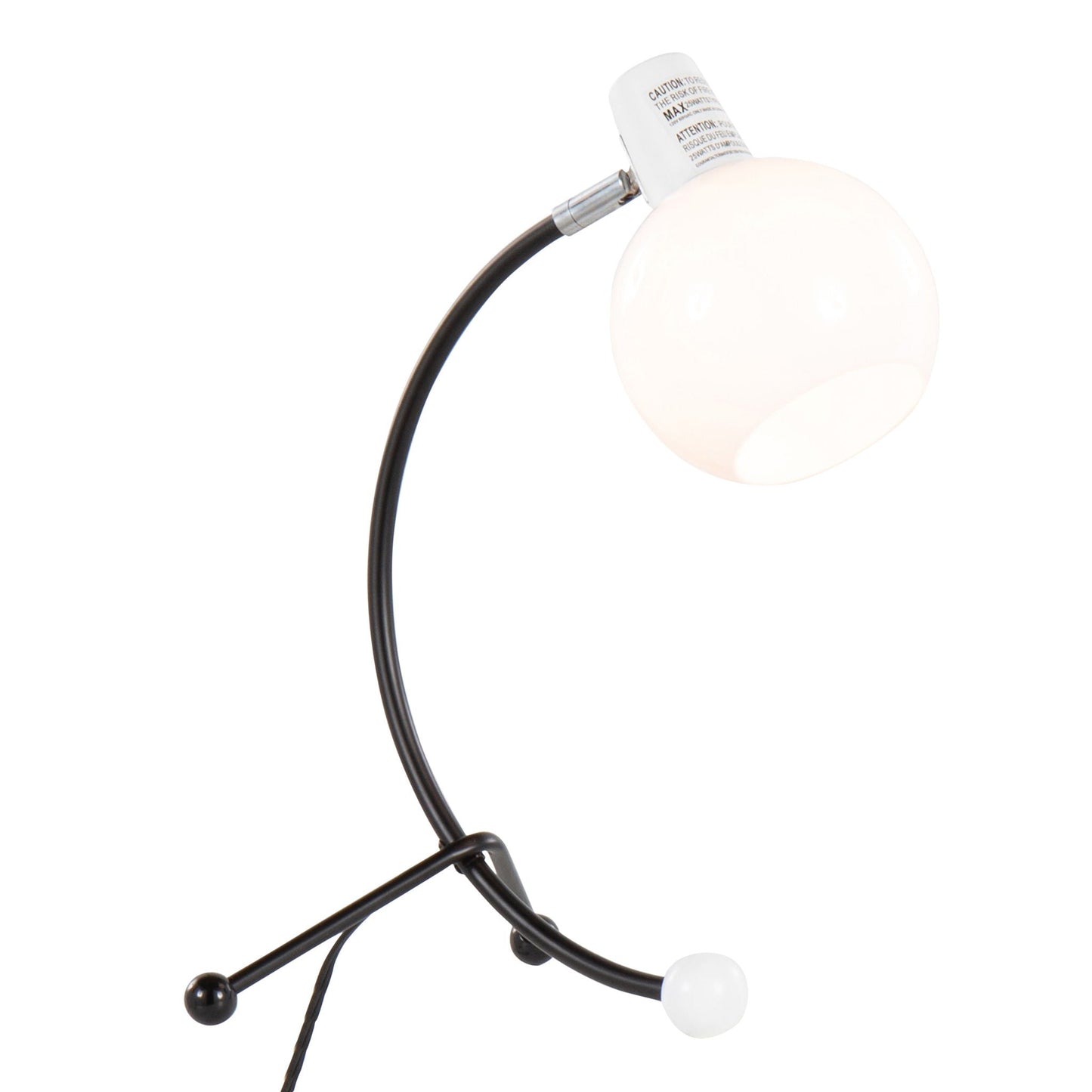 Table lamp Eileen HouseOfZazla contemporary task lamp in black metal with white globe on Tampa Home & Garden Store