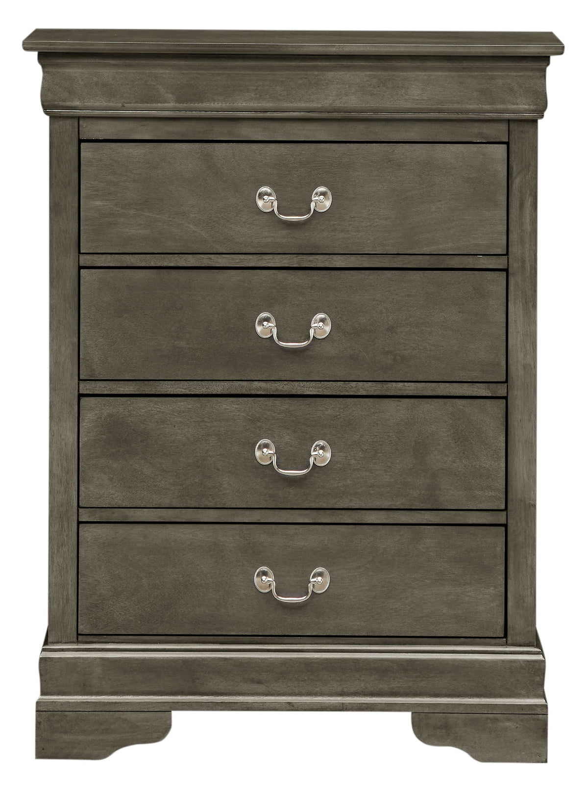 Traditional style storage chest with 4 drawers in dark gray finish, silver pulls by HouseOfZazla on Tampa Home & Garden Store