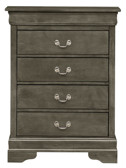 Traditional style storage chest with 4 drawers in dark gray finish, silver pulls by HouseOfZazla on Tampa Home & Garden Store
