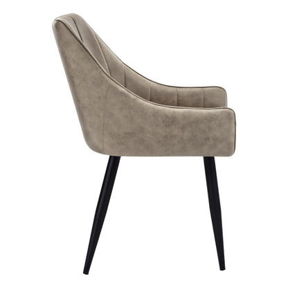 Upholstered side dining chair set of 2 in taupe fabric with stitched back and black legs on Tampa Home & Garden Store