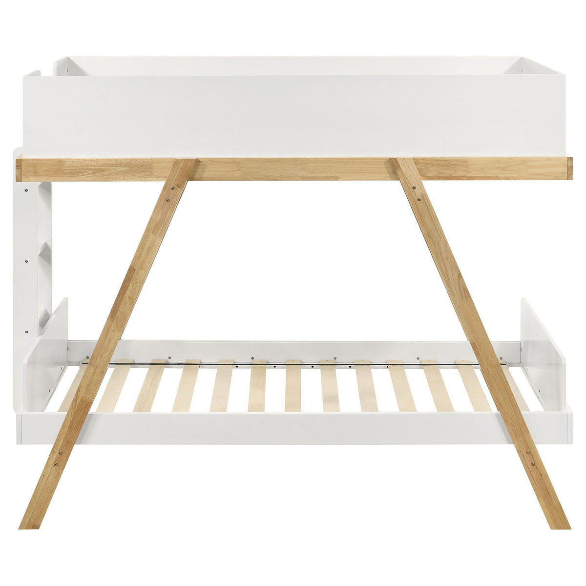 Hicks Bunk Bed white frame with natural wood ladders and slatted base HouseOfZazla on Tampa Home & Garden Store