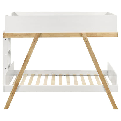 Hicks Bunk Bed white frame with natural wood ladders and slatted base HouseOfZazla on Tampa Home & Garden Store