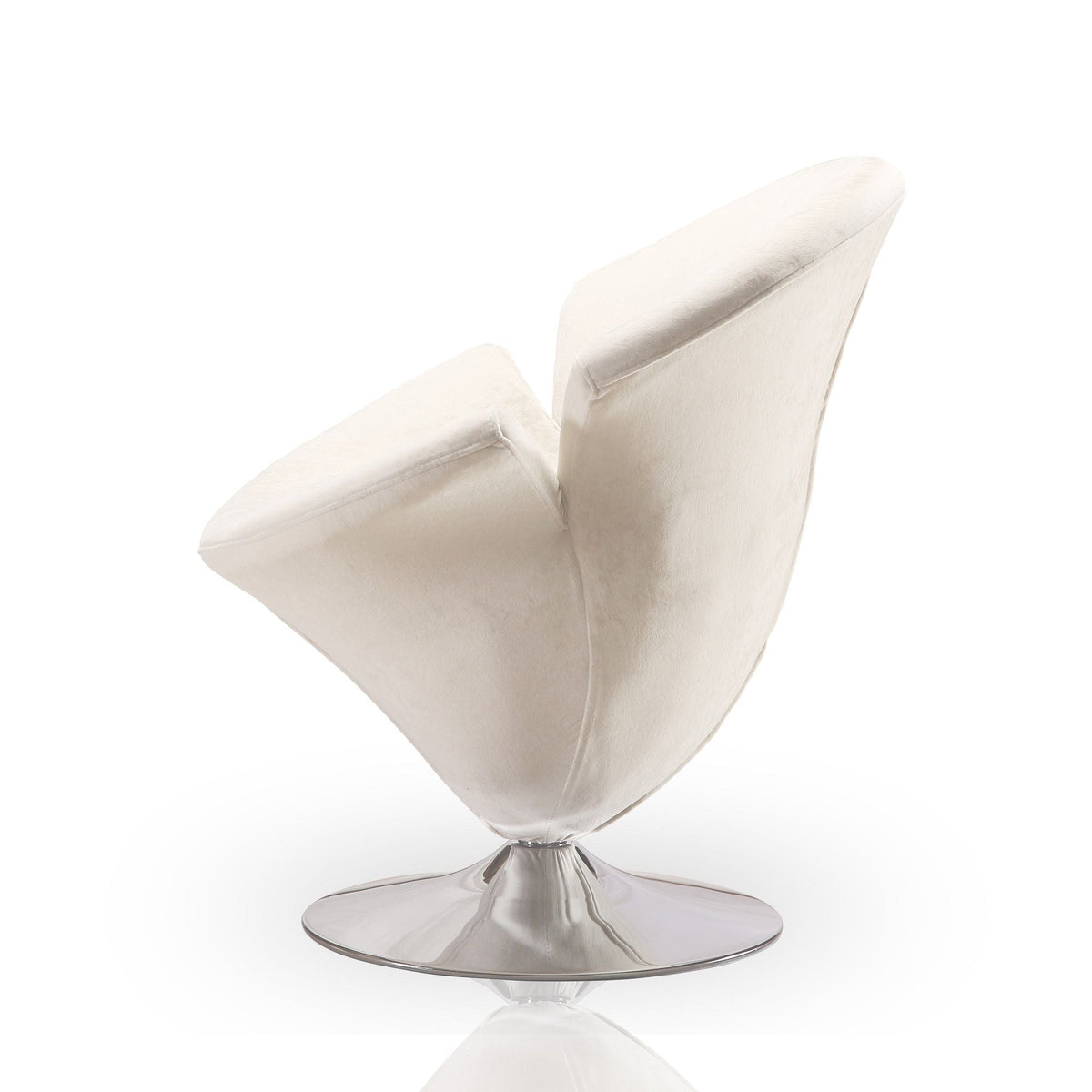 Tulip swivel lounge chair beige fabric with chrome pedestal base 360° rotation on Tampa Home & Garden Store