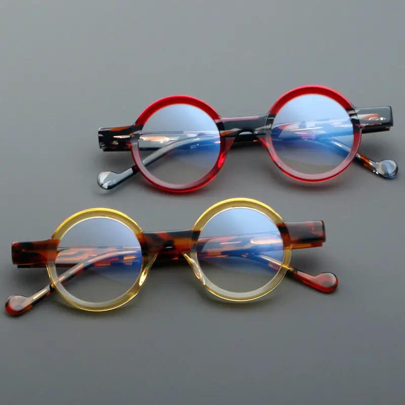 Retro acetate round glasses frames in red and tortoiseshell with blue lenses, twin set on Tampa Home & Garden Store