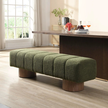 Upholstered dining bench in emerald green fabric with wood legs Unique Piece Furniture on Tampa Home & Garden Store