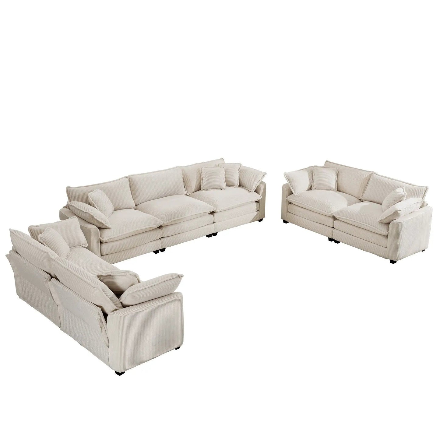 Elegant Sectional Sofa Set with Deep Seats