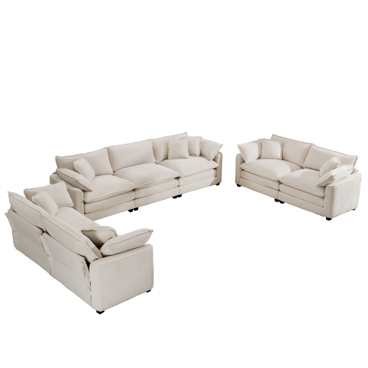 Elegant oversized sectional sofa set by HouseOfZazla in beige fabric with deep seats on Tampa Home & Garden Store
