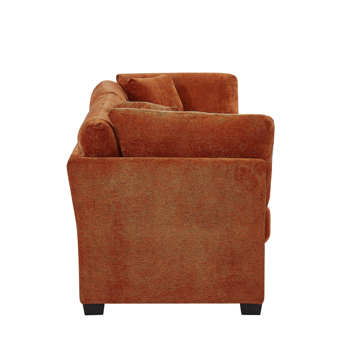 Modern Flared Arms Sofa in a Caramel Chenille