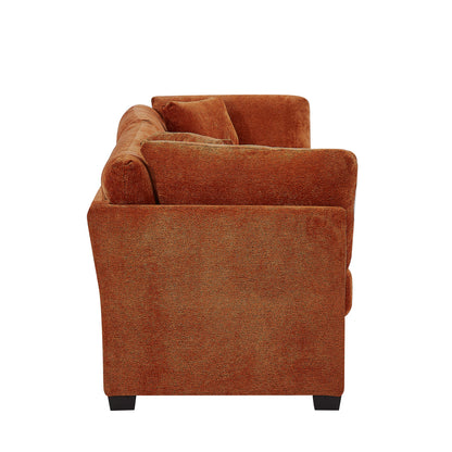 Modern Flared Arms Sofa in a Caramel Chenille