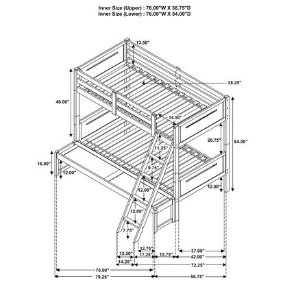 Bunk bed by HouseOfZazla with built-in ladder, safety guardrails, angled access step on Tampa Home & Garden Store