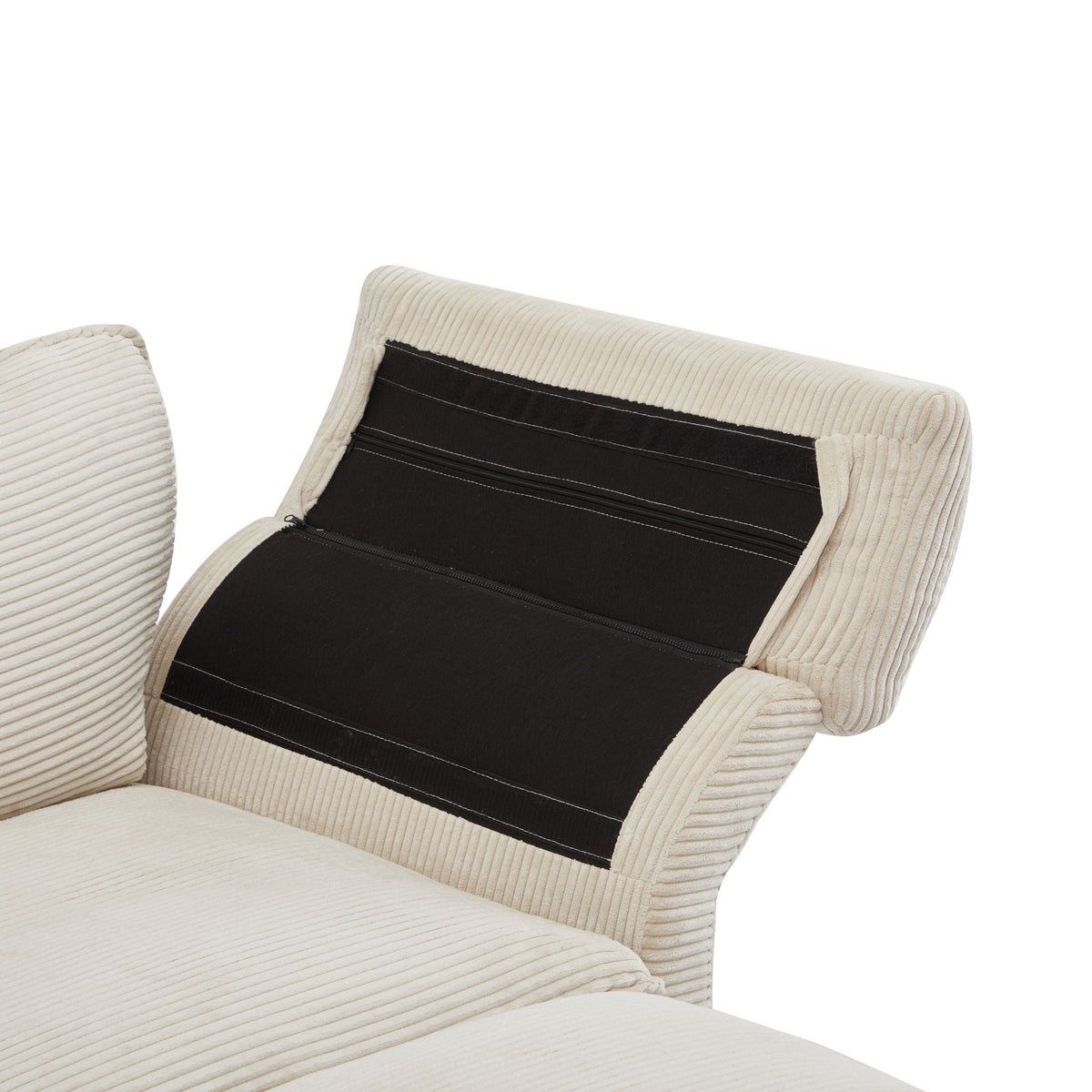 Modern Deep Seat Sectional Sofa With Ottoman corduroy with black panel HouseOfZazla on Tampa Home & Garden Store
