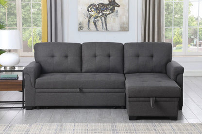Lucca sleeper sectional sofa with storage chaise in dark gray fabric on Tampa Home & Garden Store