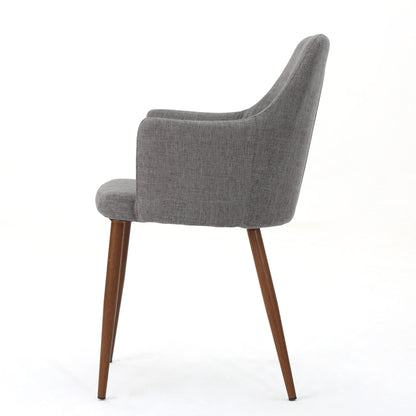 Elegant Dining Chair with contoured back and armrests in gray upholstery, wooden legs on Tampa Home & Garden Store