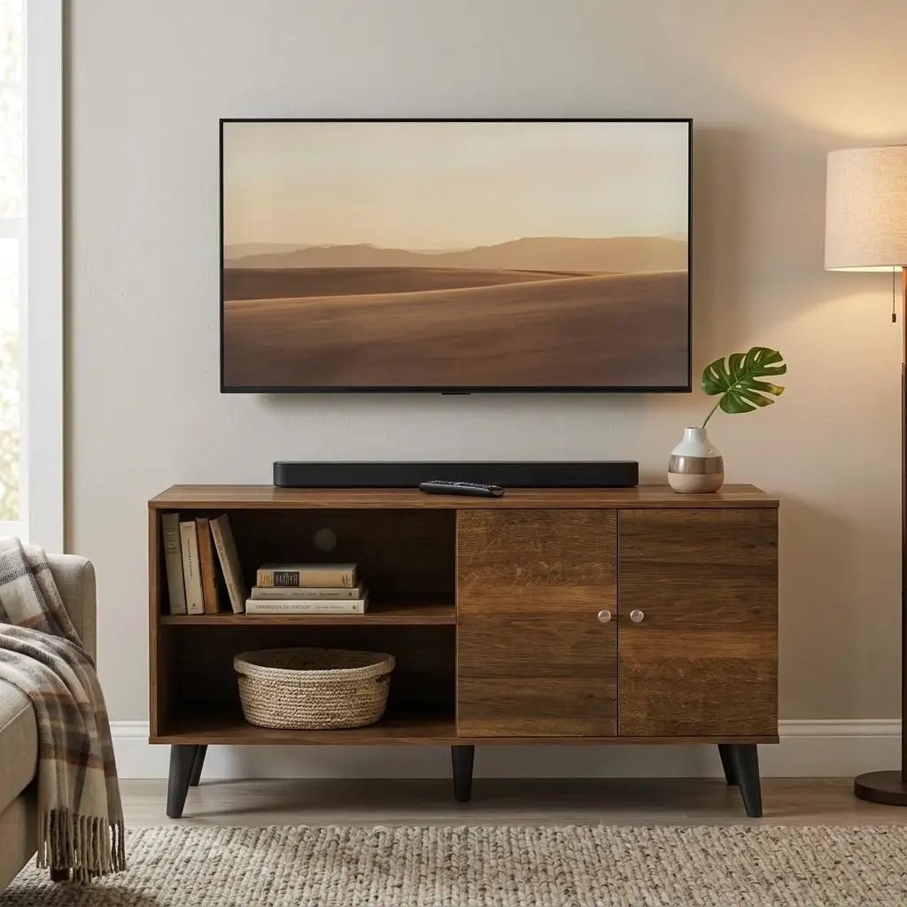 Amidon TV Stand With Storage Shelves and Cabinet