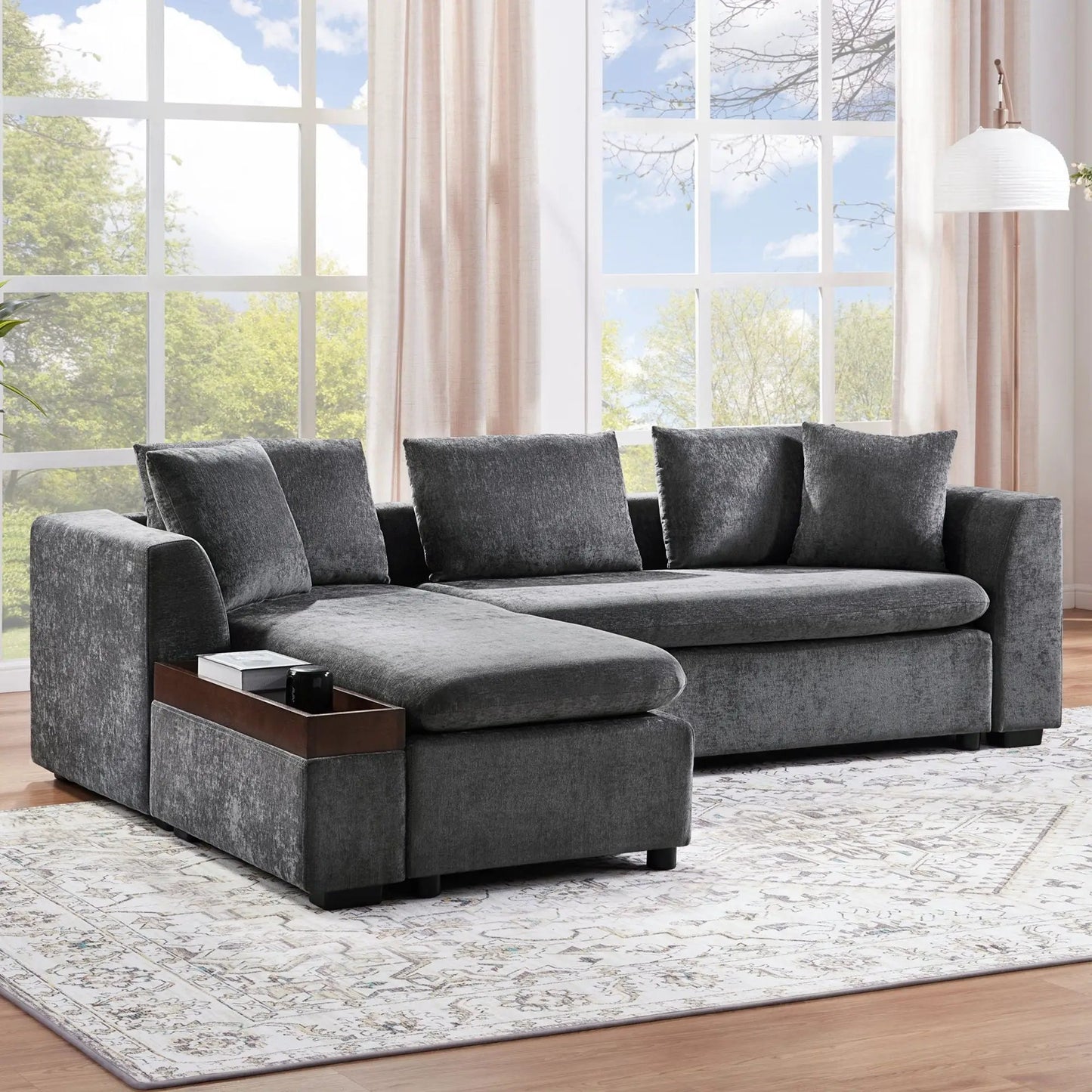 Modern L Shaped Sectional Sofa with Storage