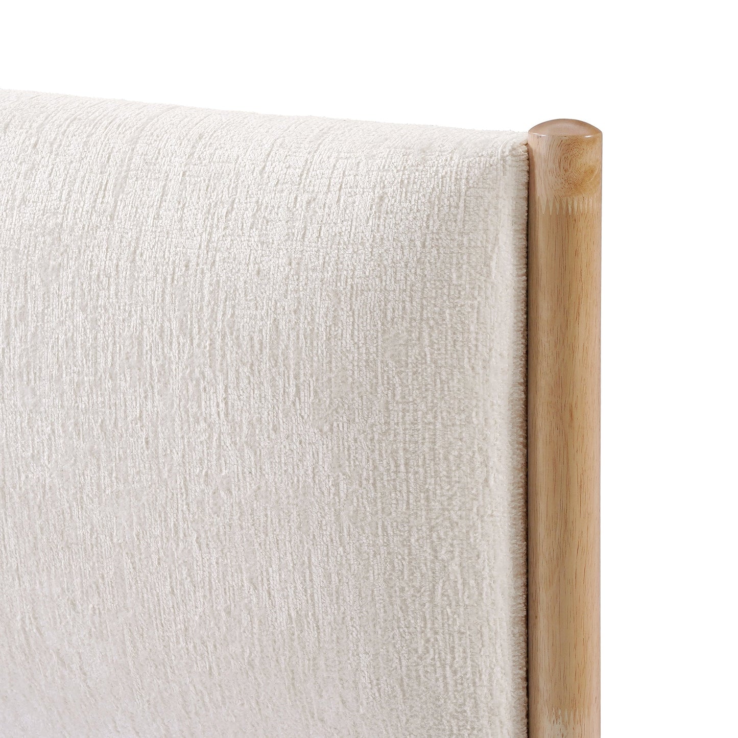 King Natural Wood Bed and Upholstered Headboard