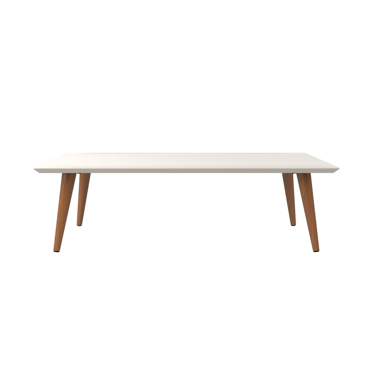 Off White Lacquered Coffee Table with Solid Wood Legs, white top on Tampa Home & Garden Store