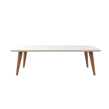 Off White Lacquered Coffee Table with Solid Wood Legs, white top on Tampa Home & Garden Store
