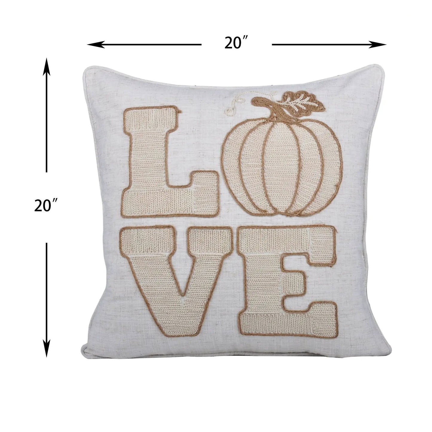 Love Pumpkin embroidered throw pillow natural by Unique Piece Furniture on Tampa Home & Garden Store