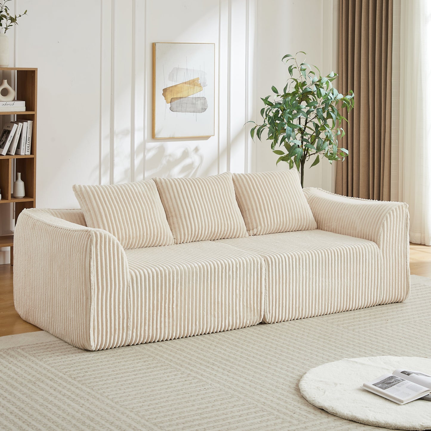 Minimalist Corduroy And Three Seater Sofa