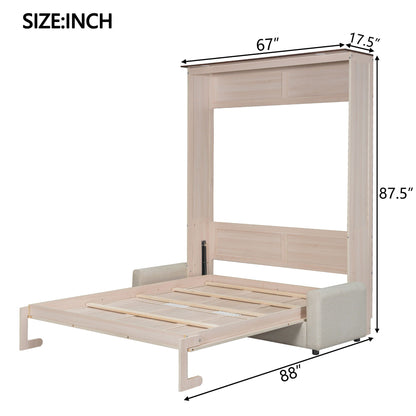 Queen Size Murphy Bed and Sofa with Led Beige