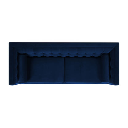 Modern Tuxedo Tufted Sofa with Navy Fabric