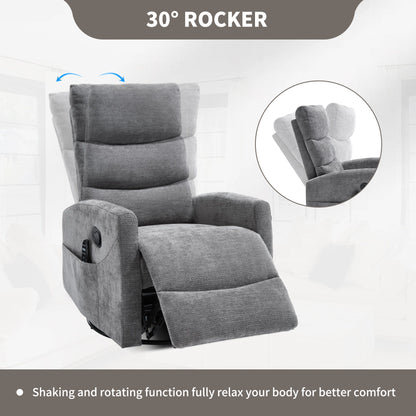 Heat Massage Manual Recliner Chair in Gray Fabric with Rocker and Swivel by HouseOfZazla on Tampa Home & Garden Store