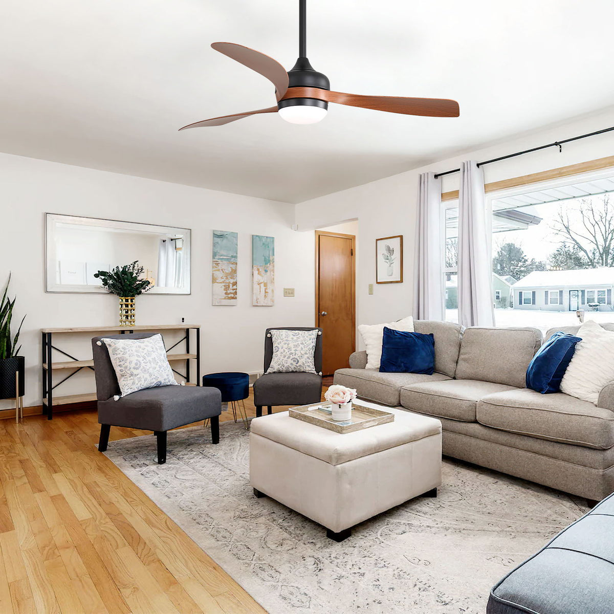 Ceiling Fan with Reversible DC Motor and Remote Control dark brown blades by HouseOfZazla on Tampa Home & Garden Store