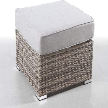 Premium Outdoor Wicker Ottoman and Cushion Set