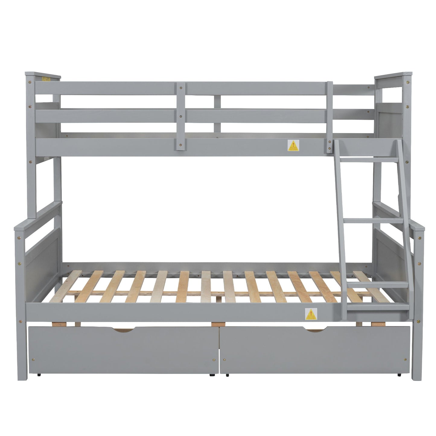HouseOfZazla bunk bed with ladder and safety guardrails, gray finish, top bunk shown on Tampa Home & Garden Store