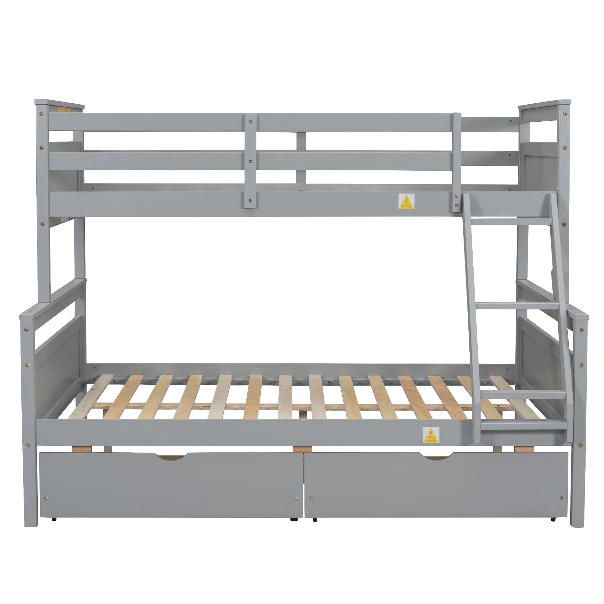 HouseOfZazla bunk bed with ladder and safety guardrails, gray finish, top bunk shown on Tampa Home & Garden Store
