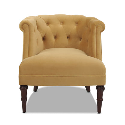 Tufted Accent Chair with Barrel Back - Yellow velvet by HouseOfZazla, accent chair on Tampa Home & Garden Store