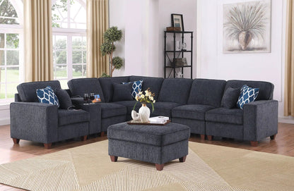 Gina sectional sofa with ottoman in dark charcoal fabric, 2-piece set by Unique Piece Furniture on Tampa Home & Garden Store