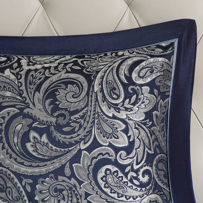 12 Piece Cotton Comforter Set for a Navy Cal King