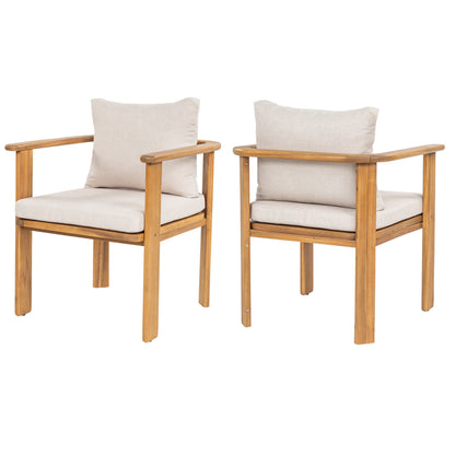 Kaja Outdoor Acacia Wood Dining Chair With A Pad