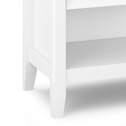Amherst bedside table white wood handcrafted with paneled drawer and tapered leg on Tampa Home & Garden Store