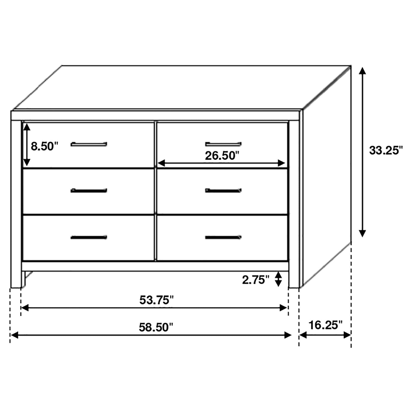 Geary slatted headboard panel bedroom set line drawing of eight-drawer dresser by HouseOfZazla on Tampa Home & Garden Store