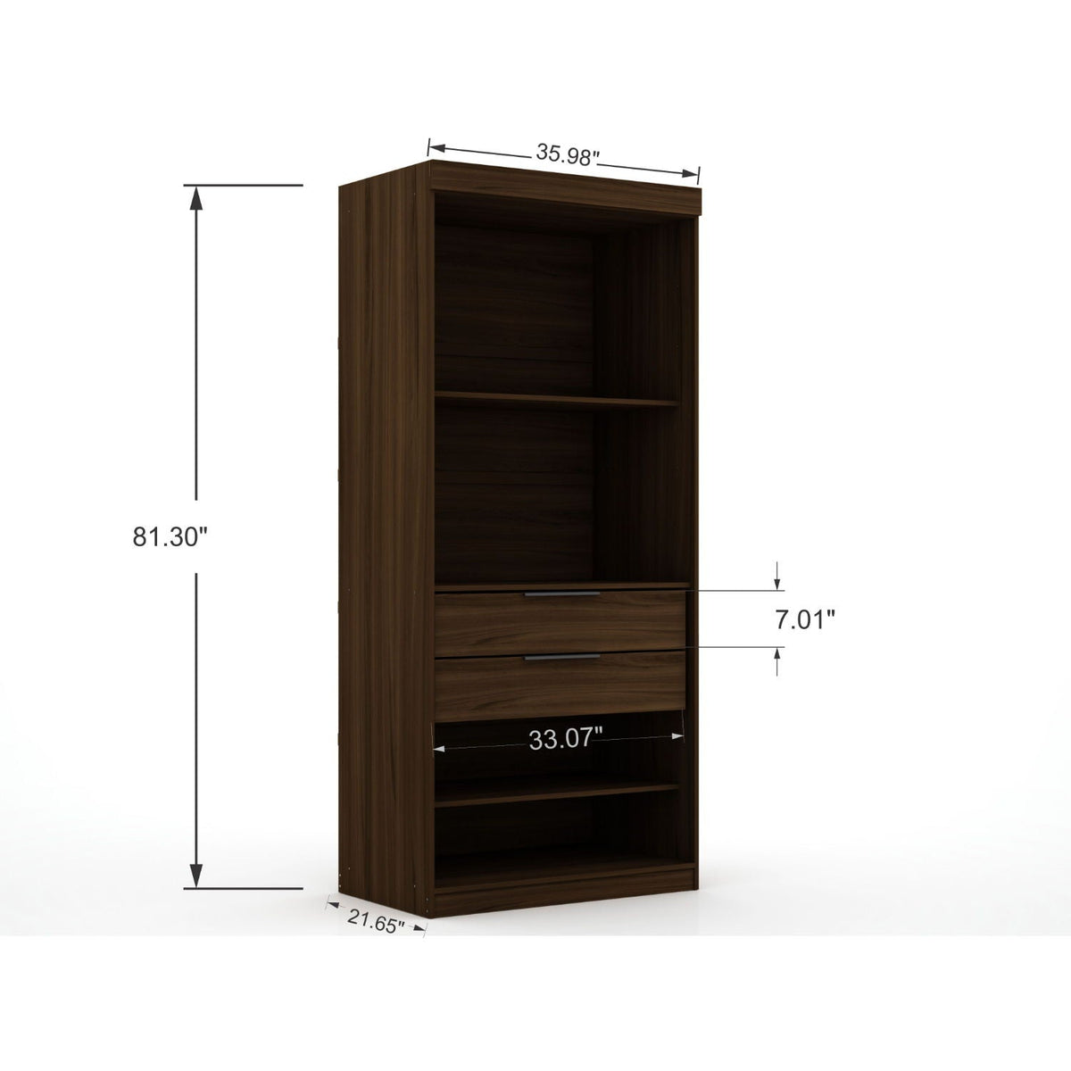 Mulberry Wardrobe Closet with shelving in dark brown wood by HouseOfZazla, triple wardrobe on Tampa Home & Garden Store