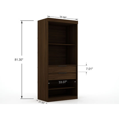 Mulberry Wardrobe Closet with shelving in dark brown wood by HouseOfZazla, triple wardrobe on Tampa Home & Garden Store
